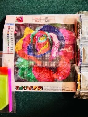 New Bright Rainbow Rose 8x8" 5D DIY Diamond Art Kit